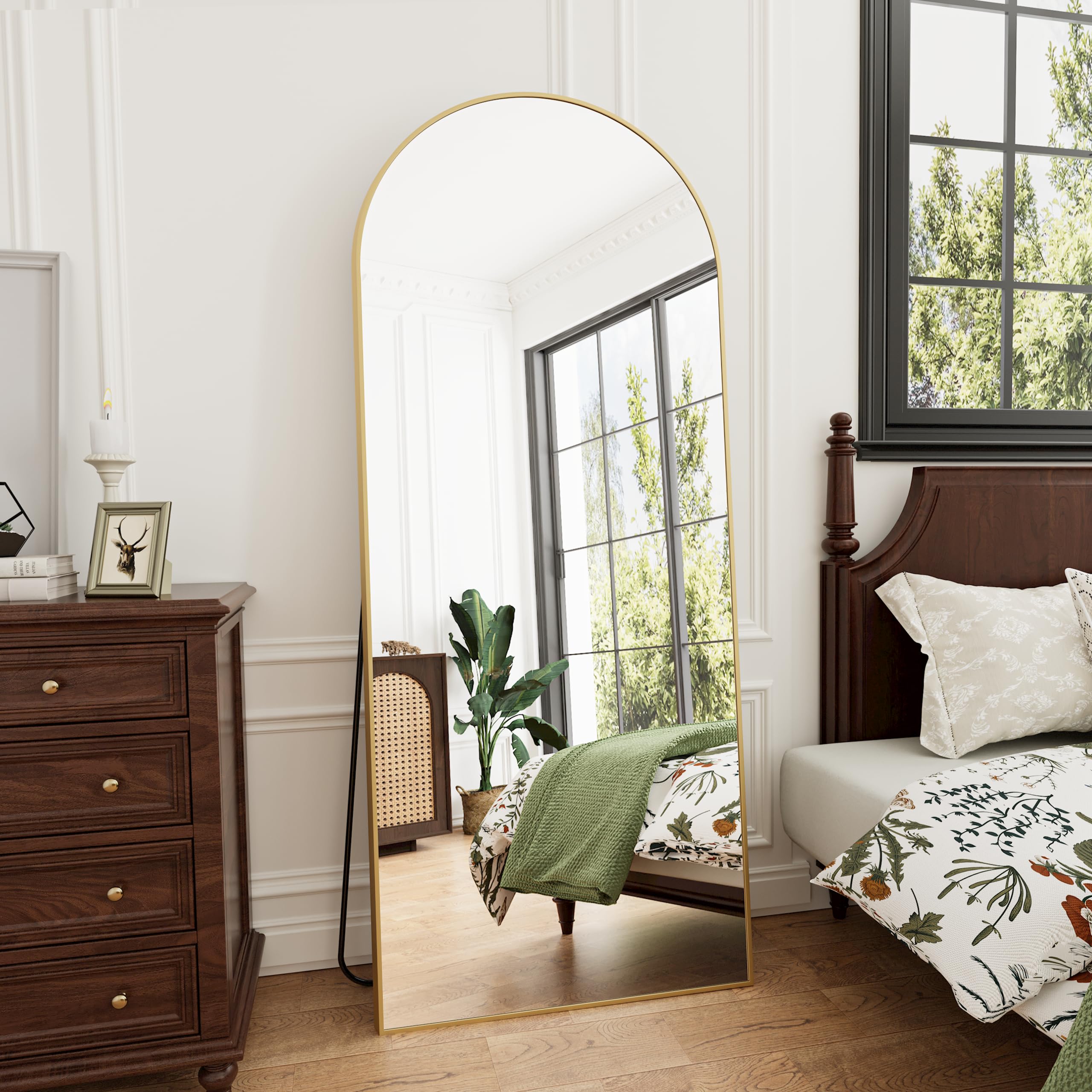 Rowjut wall-mountable mirror suitable for entryways and bedrooms.