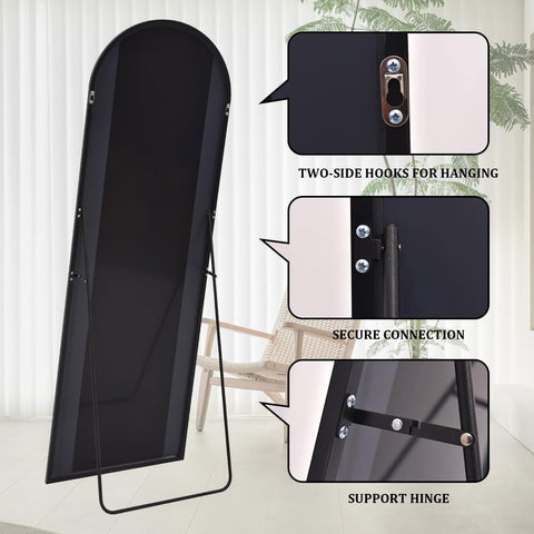 Rowjut white-framed mirror features tempered glass for safe, reliable use