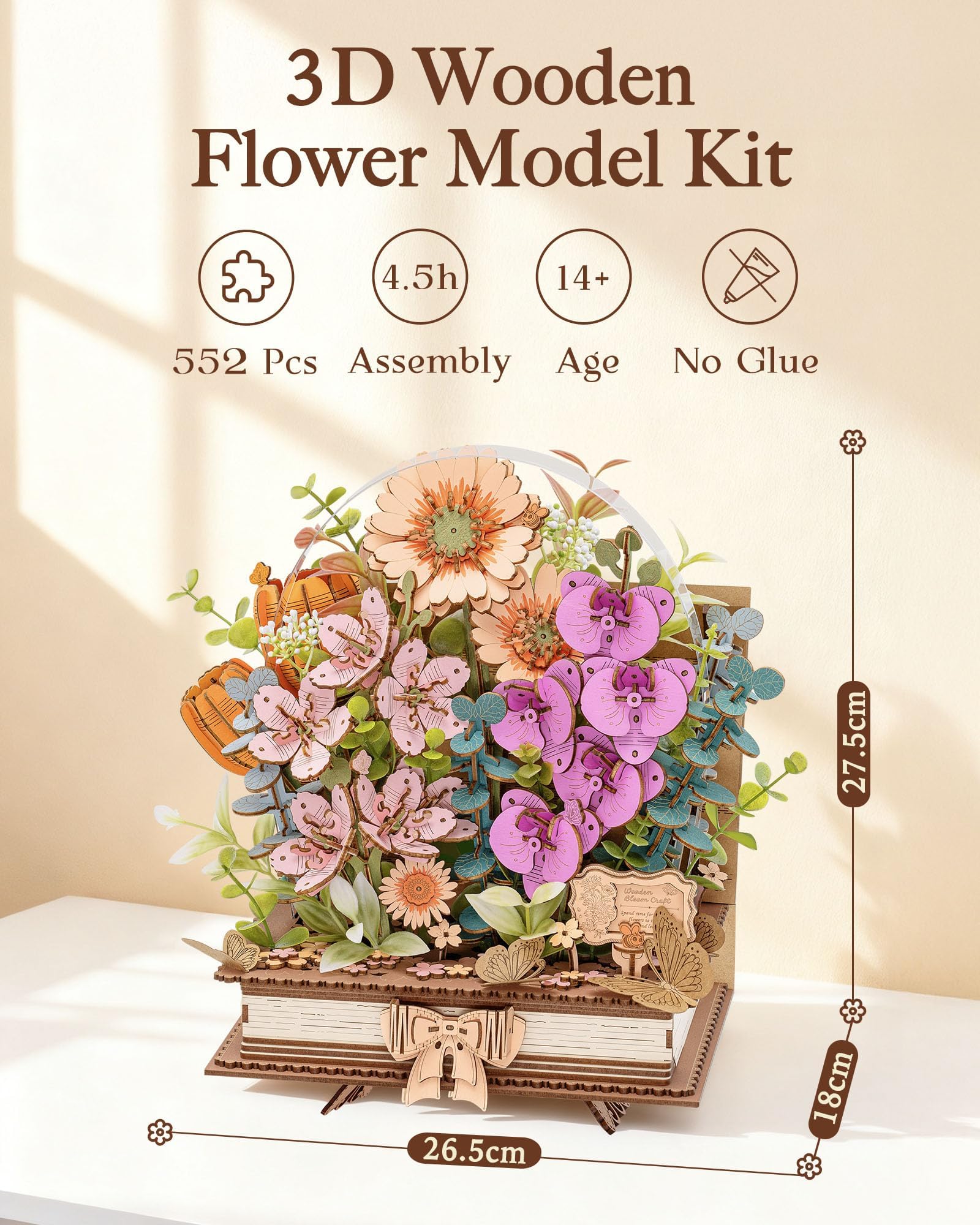 rowood blooming book display adds a stylish touch to shelves.