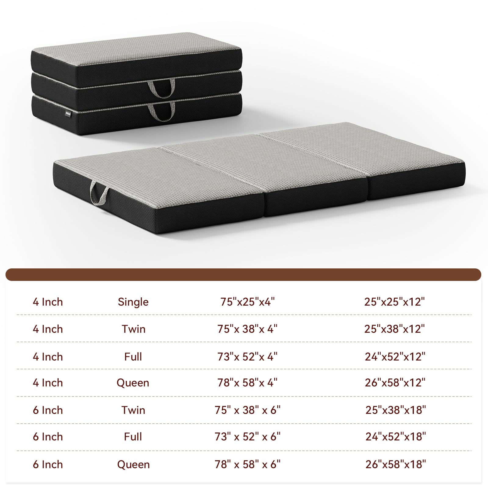 ROXGOX non-slip bottom keeps the mattress in place on smooth surfaces.