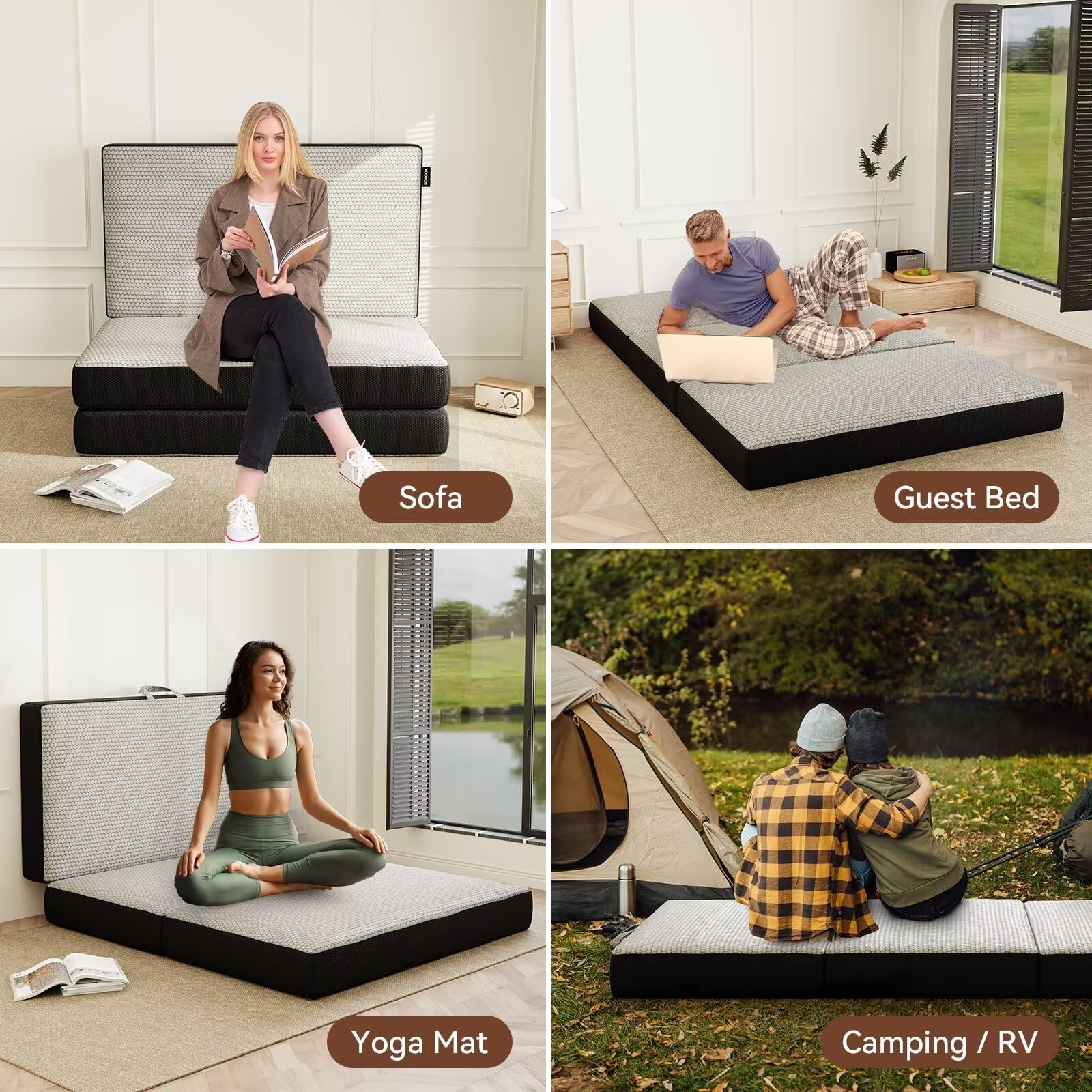 ROXGOX RV travel mattress folds compactly for road trips.