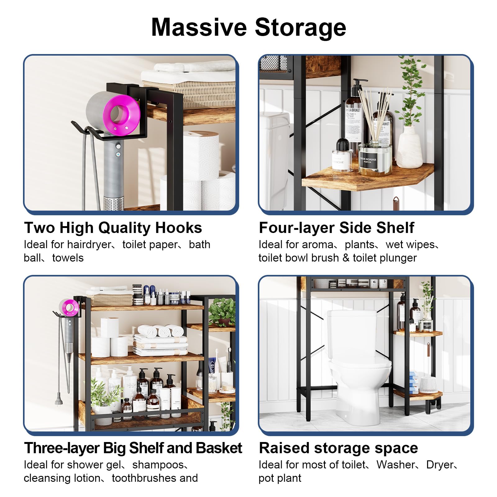 Roxibelt K1 free-standing shelf fits beside the toilet for extra storage