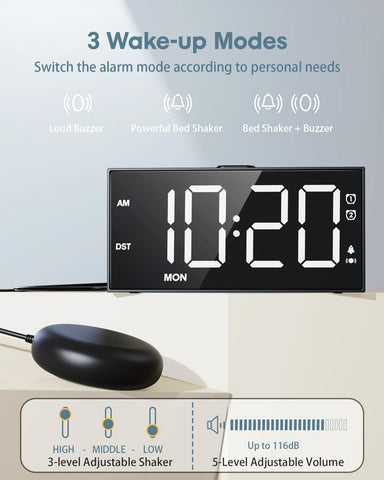 Roxicosly alarm clock three-level vibration demonstrates adjustable waking intensity
