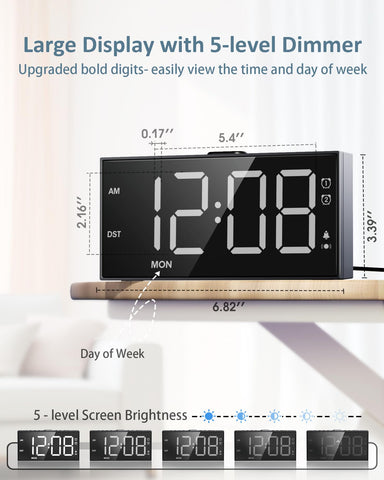 Roxicosly large-digits display enables easy time reading from across room
