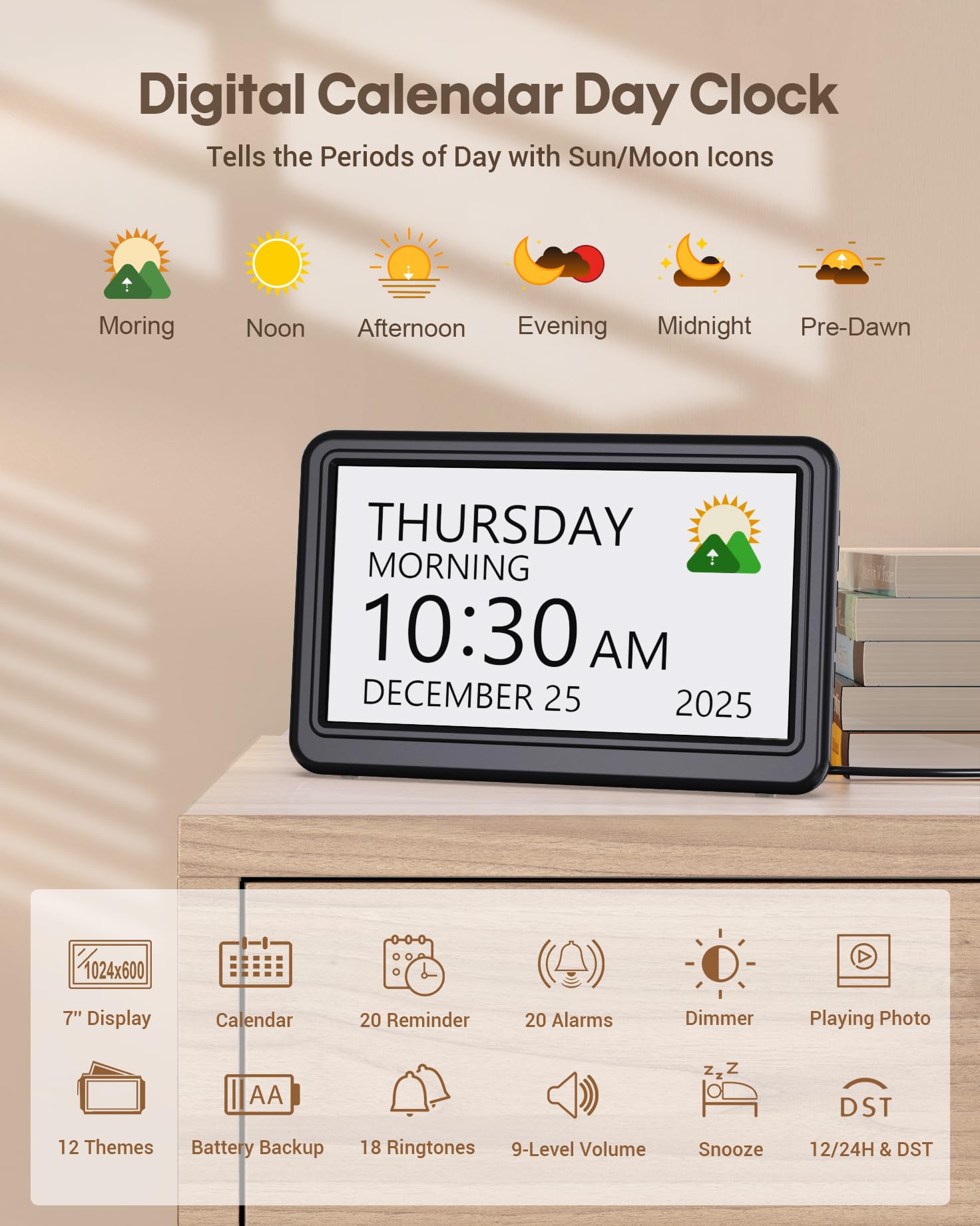 Roxicosly alarm and reminder features for daily routines and medications.