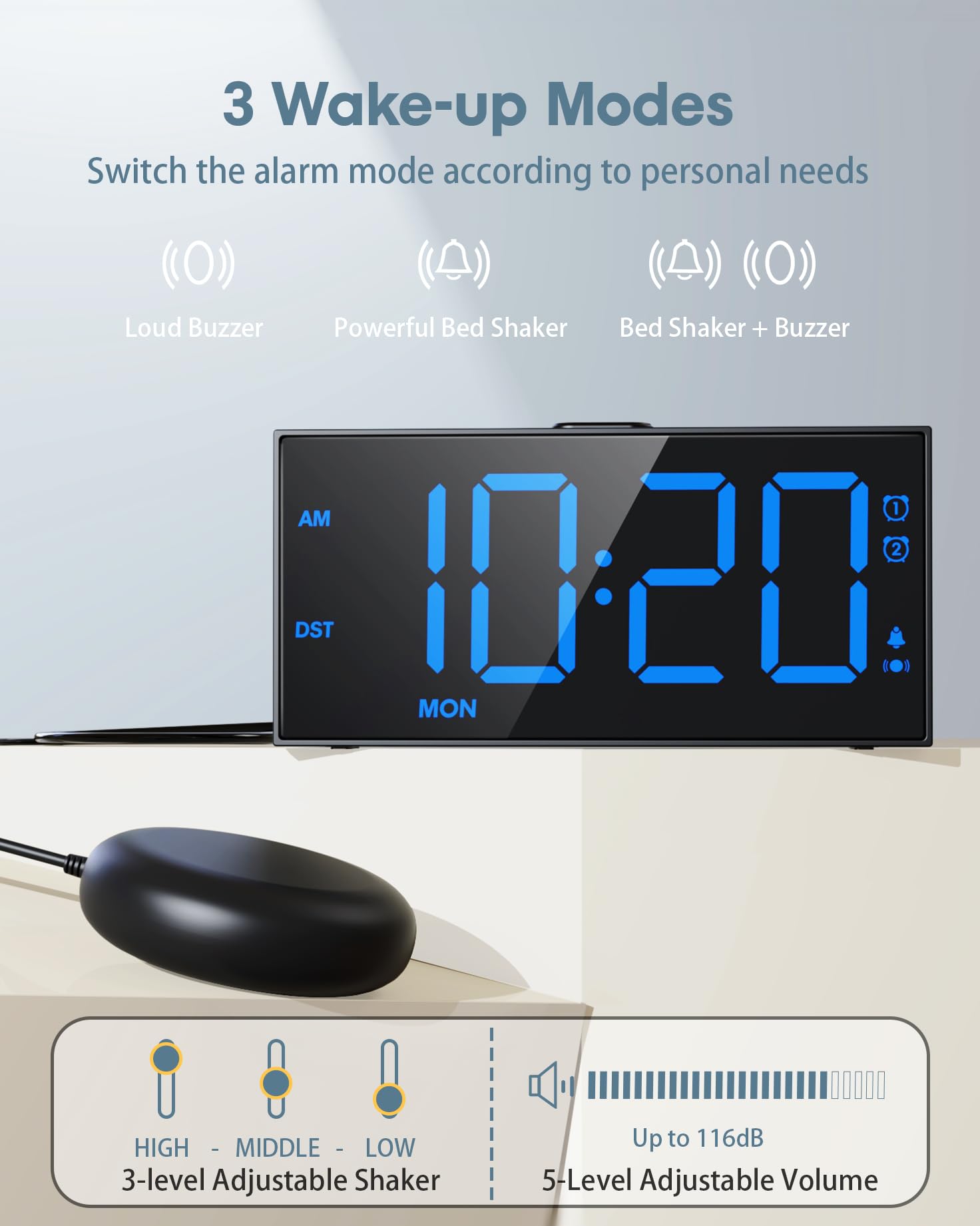 Roxicosly large display is easy to read from across the room