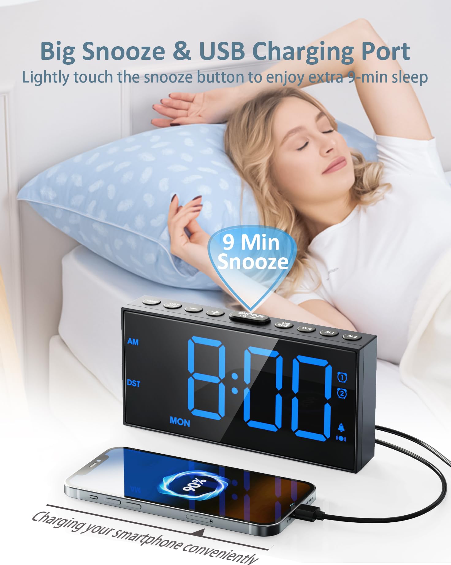 Roxicosly large snooze button for extra rest