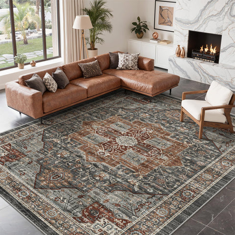 Roxstand 8x10 rug in living room shows versatile grey styling and comfortable underfoot