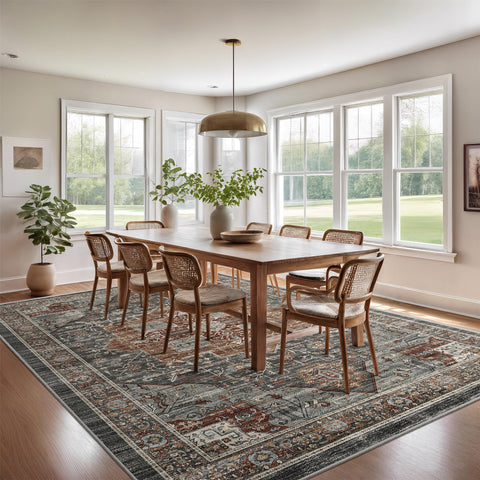 Roxstand rug with stain resistant finish resists spills while preserving softness