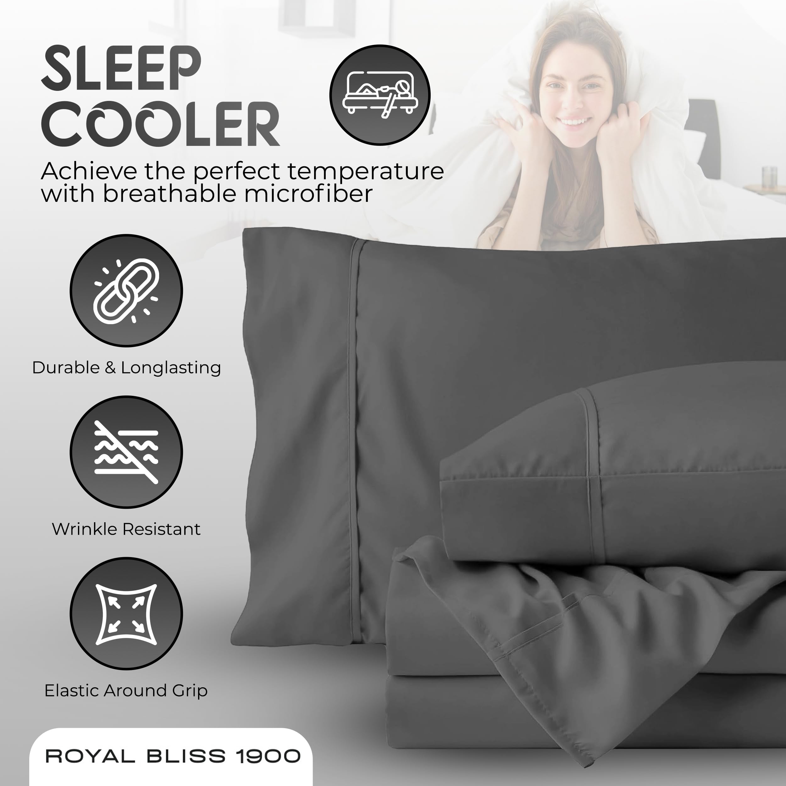 Royal Bliss top-split king pillowcases 20x40 dimensions and smooth softness