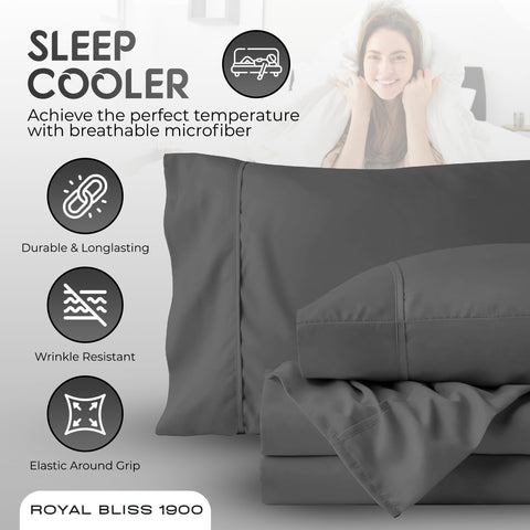 Royal Bliss top-split king pillowcases 20x40 dimensions and smooth softness
