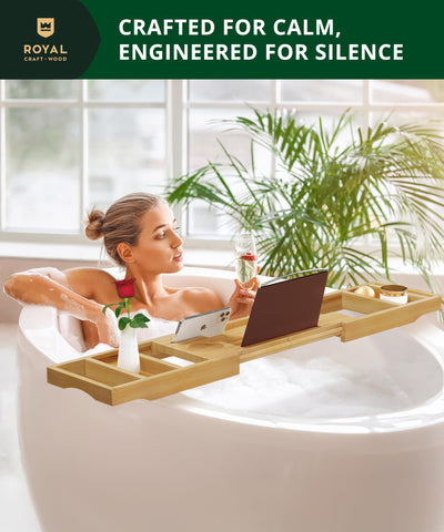 Royal Craft Wood tray fits tub sizes from 29.5 to 43 inches.