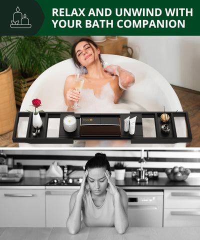 ROYAL CRAFT WOOD bathtray phone slot helps keep your device safe.