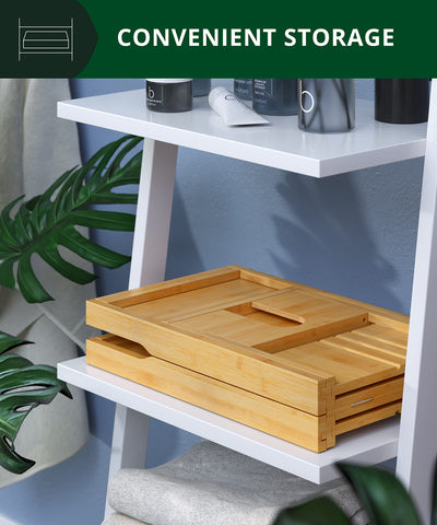 Royal Craft Wood bath tray with wine glass slot for romantic spa evenings.