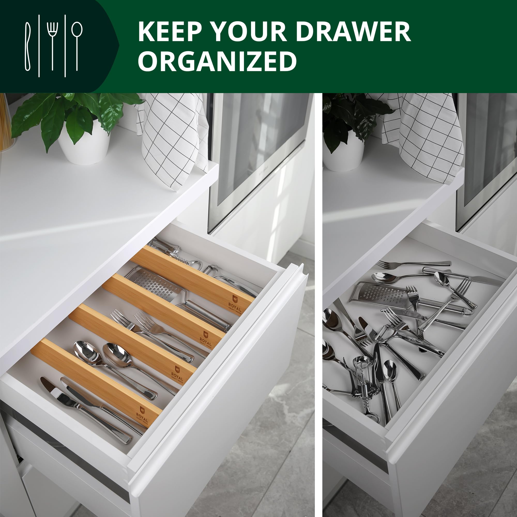 ROYAL CRAFT WOOD bamboo organizers are durable, stylish, and easy to reconfigure.