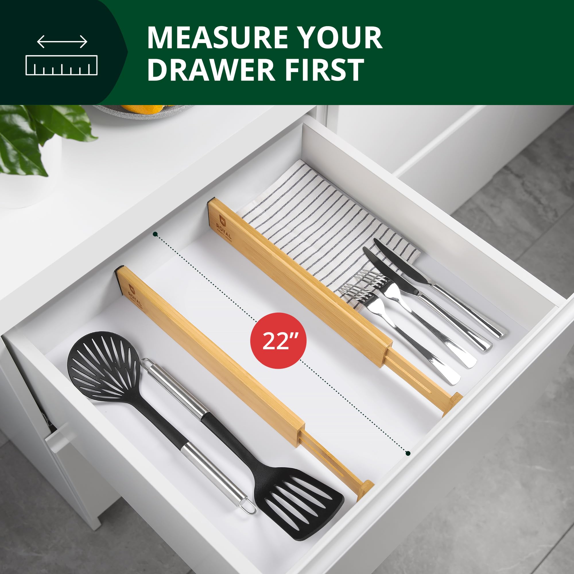 ROYAL CRAFT WOOD EVA padded ends prevent movement and drawer wear.