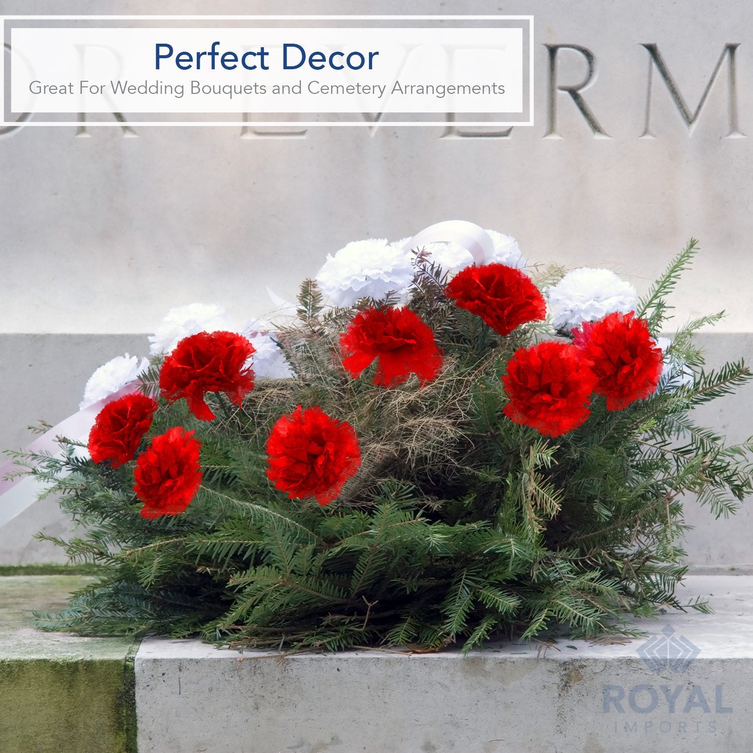 Royal Imports cemetery wreath carnation provides durable, serene styling for memorial displays