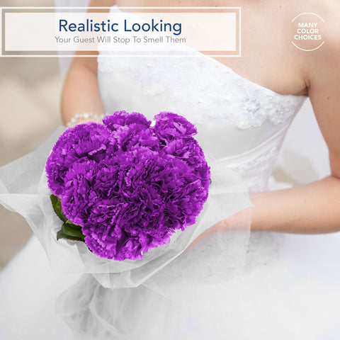 Royal Imports wedding bouquet carnation adds timeless white accent without wilting