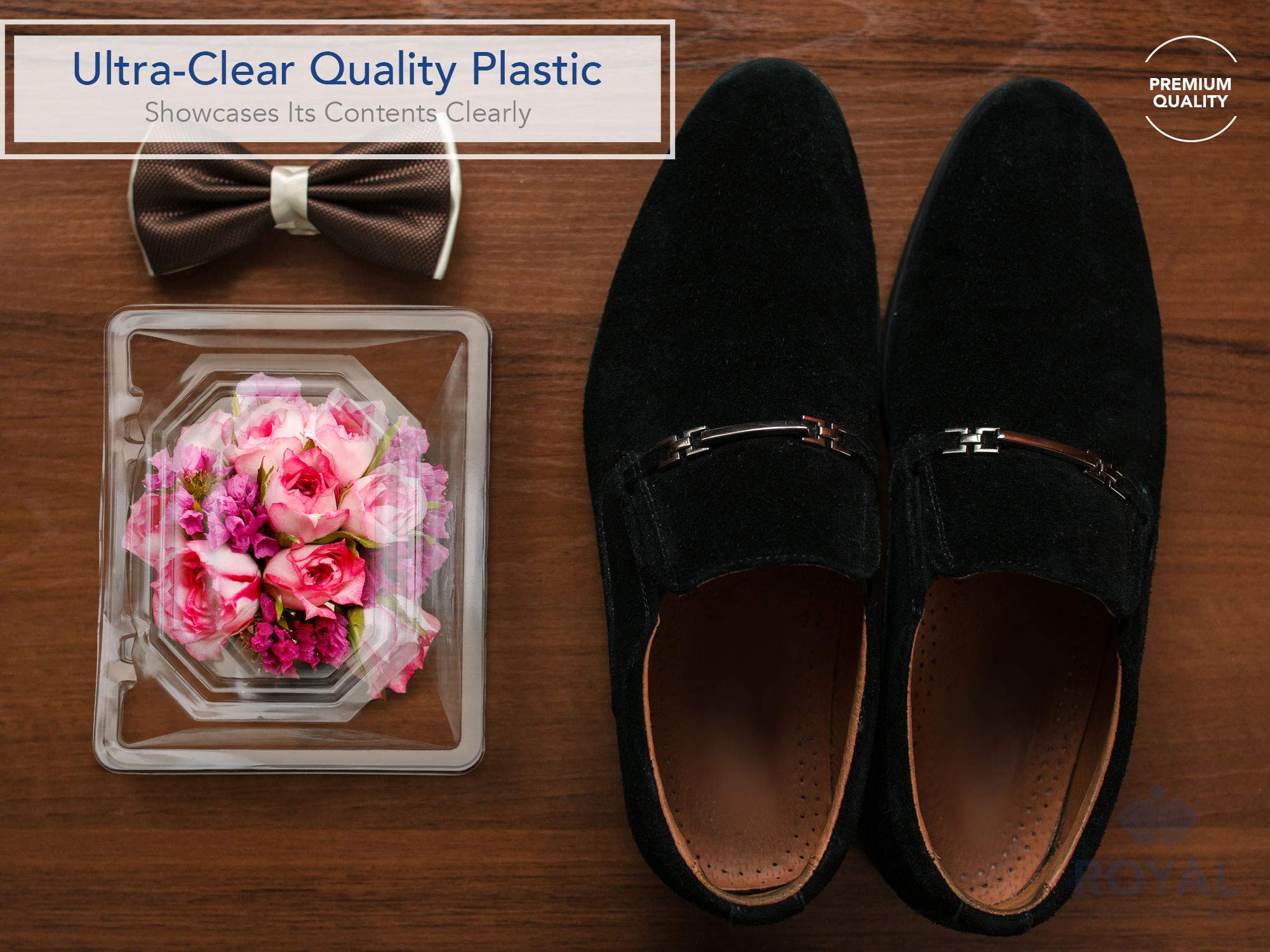 Royal Imports clear box boutonniere presents single stems securely for easy transport.