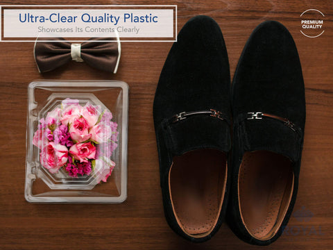 Royal Imports clear box boutonniere presents single stems securely for easy transport.