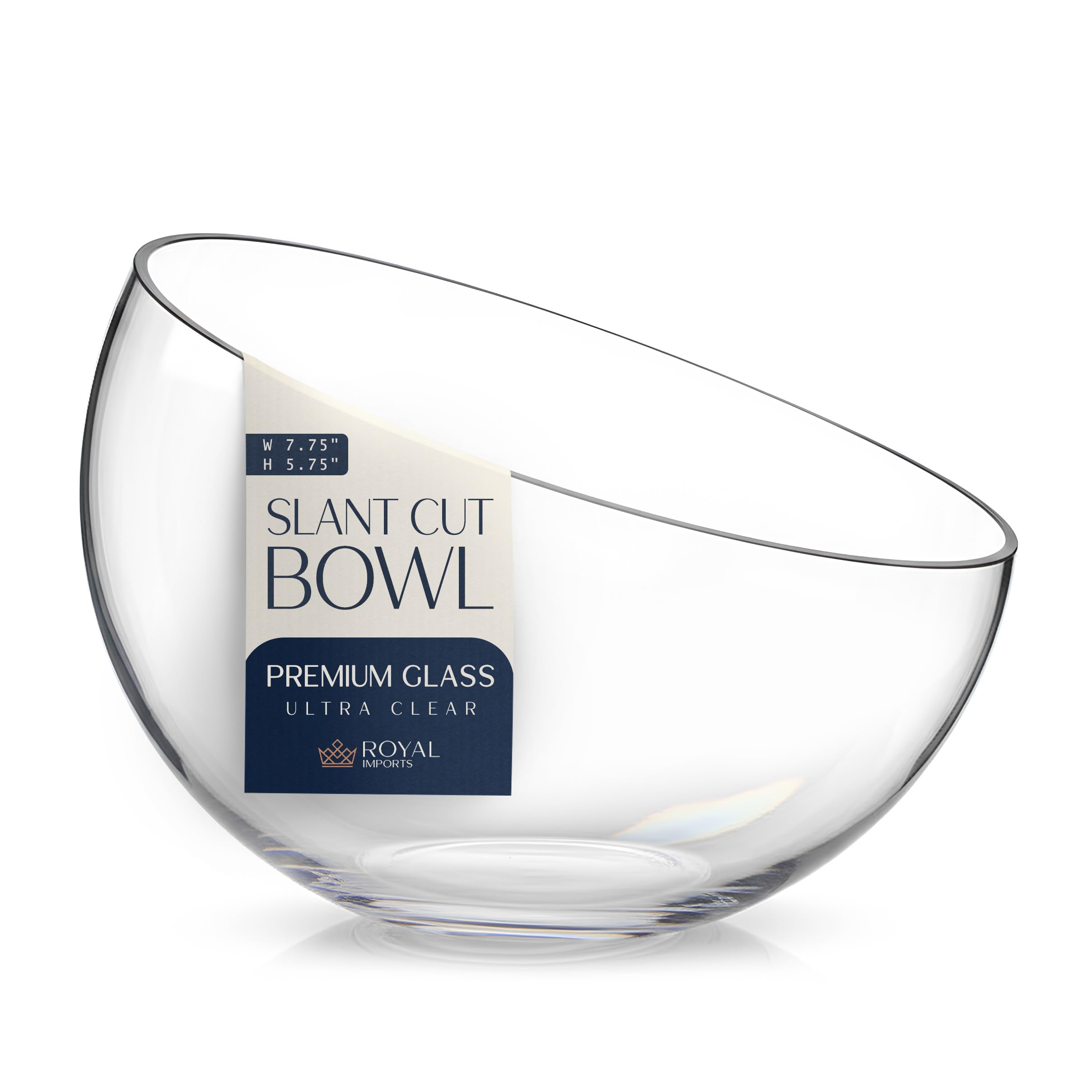 Royal Imports clear glass slant-cut bubble bowl centerpiece for elegant tables