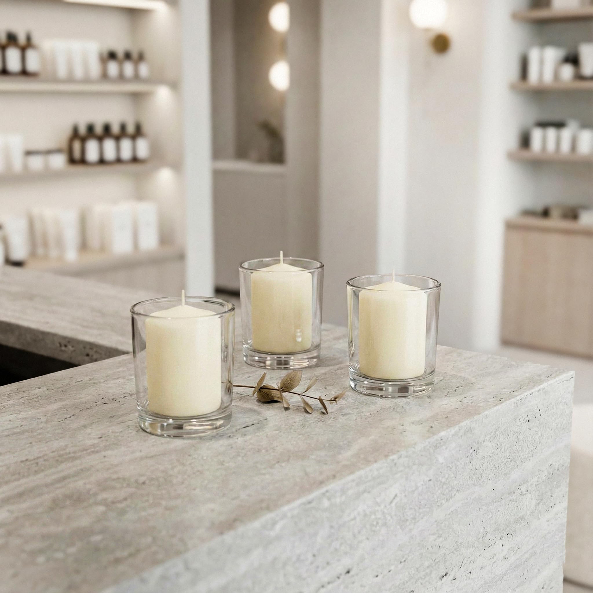 Royal Imports dripless wax votive candle with cotton wick for clean burn.