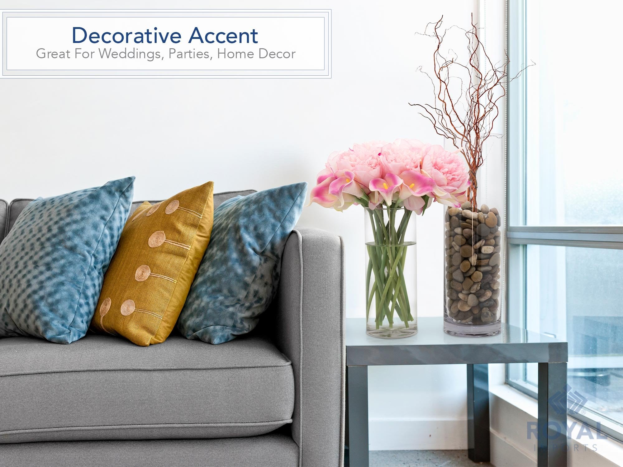 Royal Imports vase with floating candles creating a serene ambiance