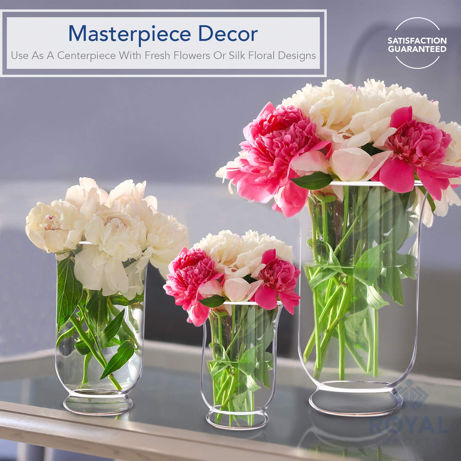 Royal Imports hurricane candle holder large, tall glass vase ideal for dramatic centerpieces.