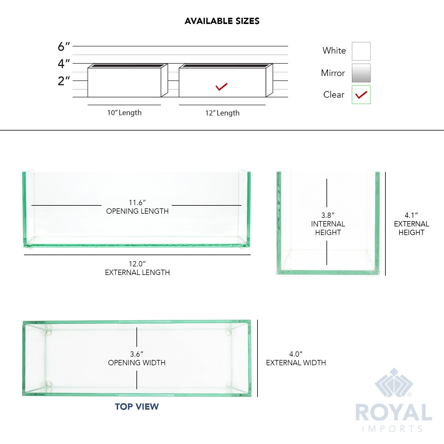 Royal Imports rectangle vase 12in features a durable glass design