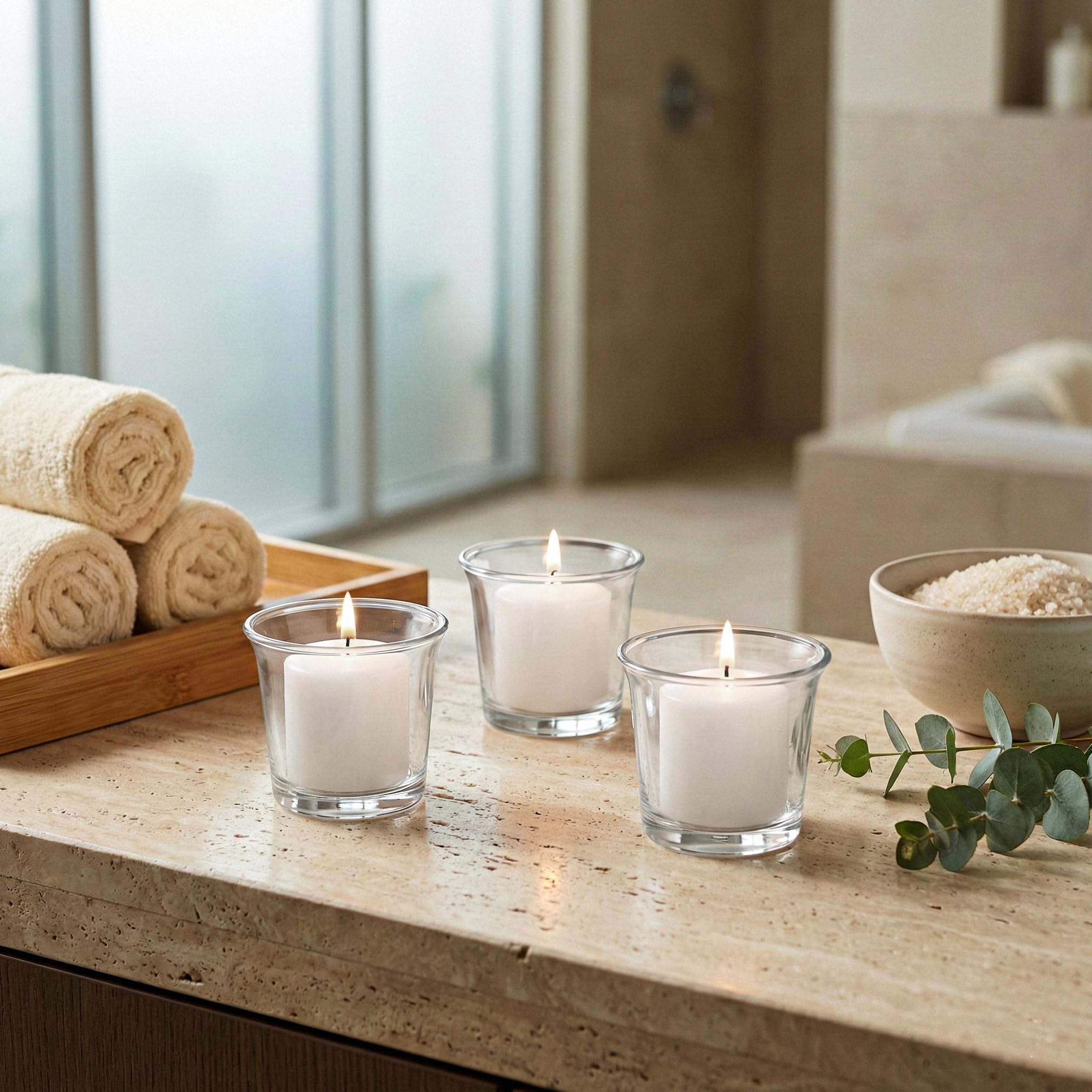 Royal Imports pack of 72 unscented votive candles for weddings and events.