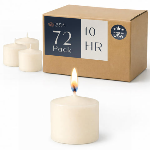 Royal Imports votive candle ivory 2-inch pack-72 elegantly lights wedding centerpieces.
