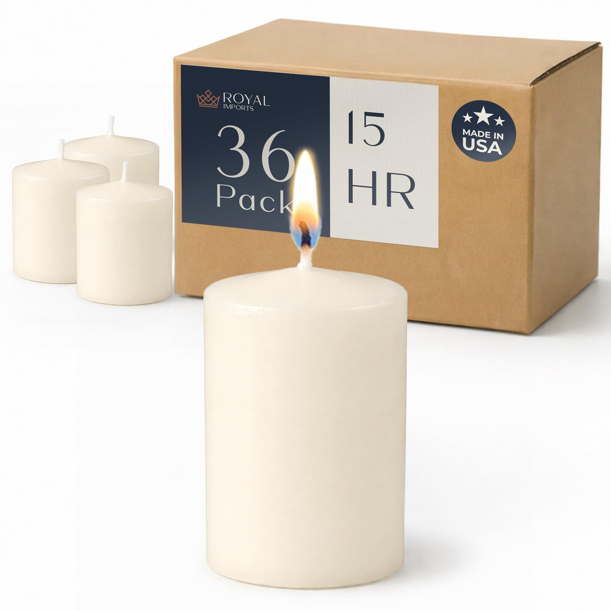 Royal Imports unscented ivory 2in votive glow for intimate table ambiance.