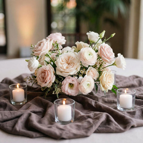 Royal Imports wedding centerpiece votive candles in glass holders.
