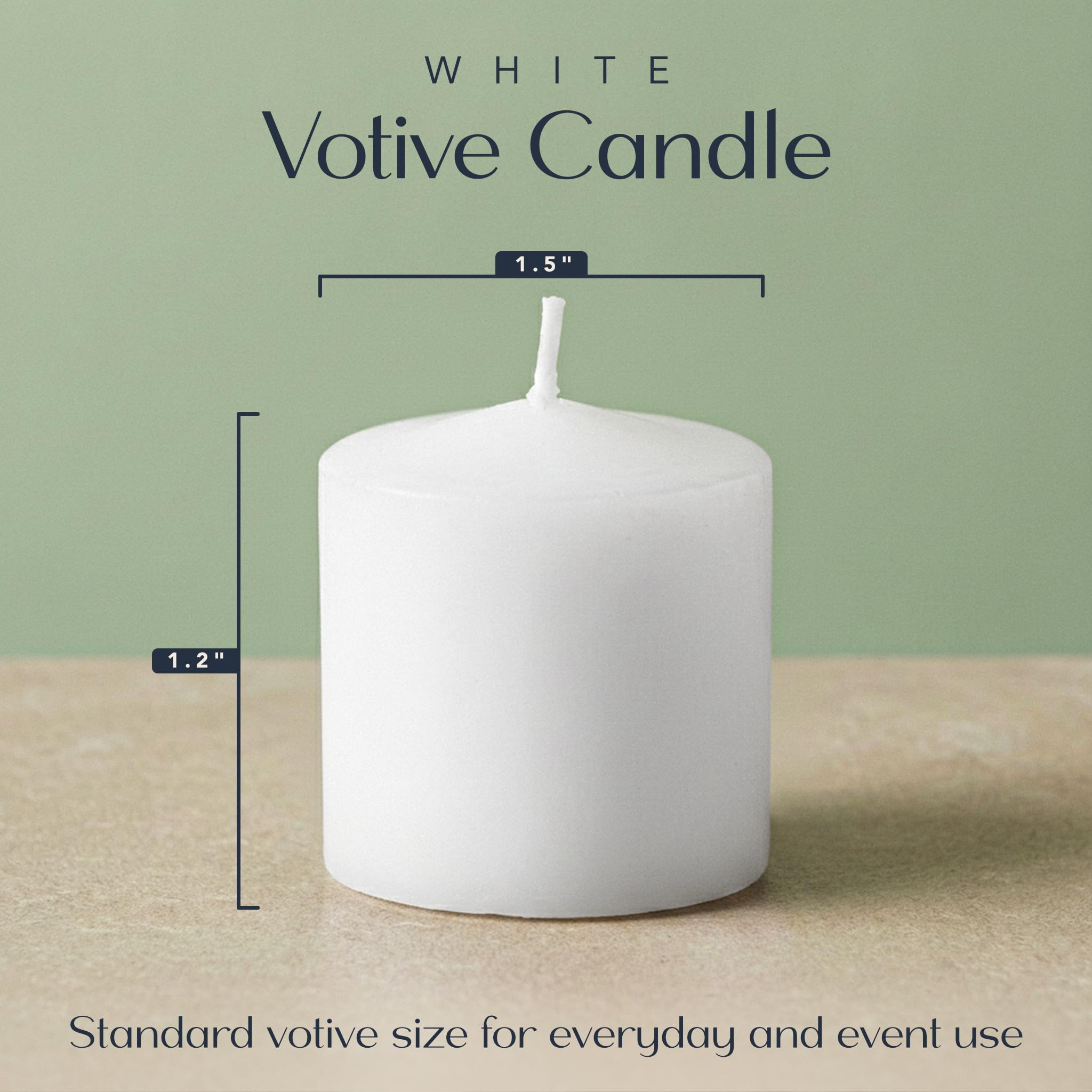 Royal Imports white 4-inch unscented votive candle in holder for longer ambience.