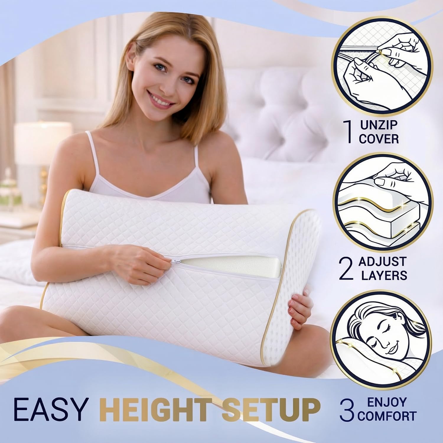 Royal Therapy CertiPUR-US foam maintains support while contouring to your neck.