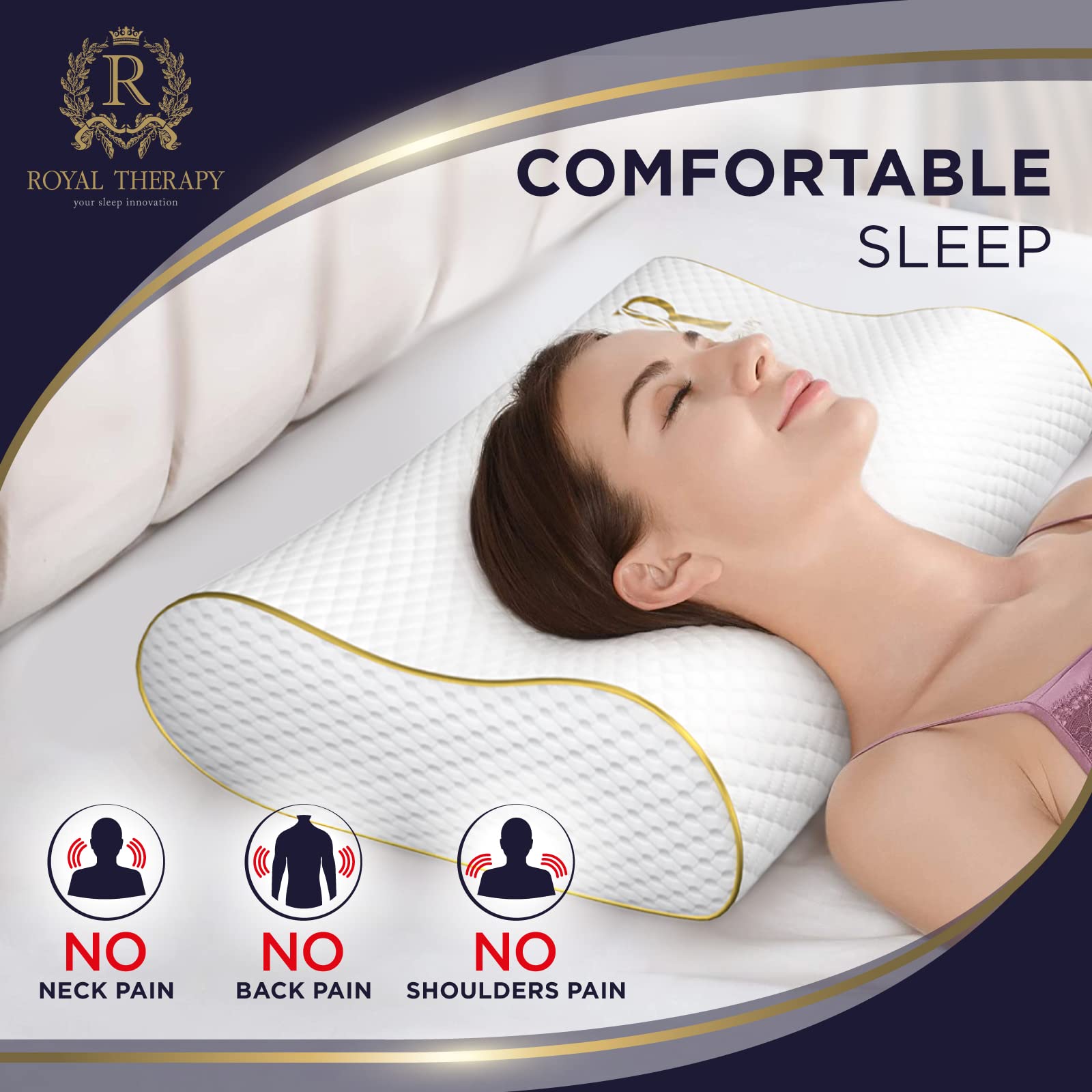 Royal Therapy King Memory Foam Pillow side-sleeper design helps shoulder relief.