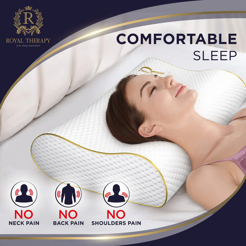 Royal Therapy King Memory Foam Pillow side-sleeper design helps shoulder relief.