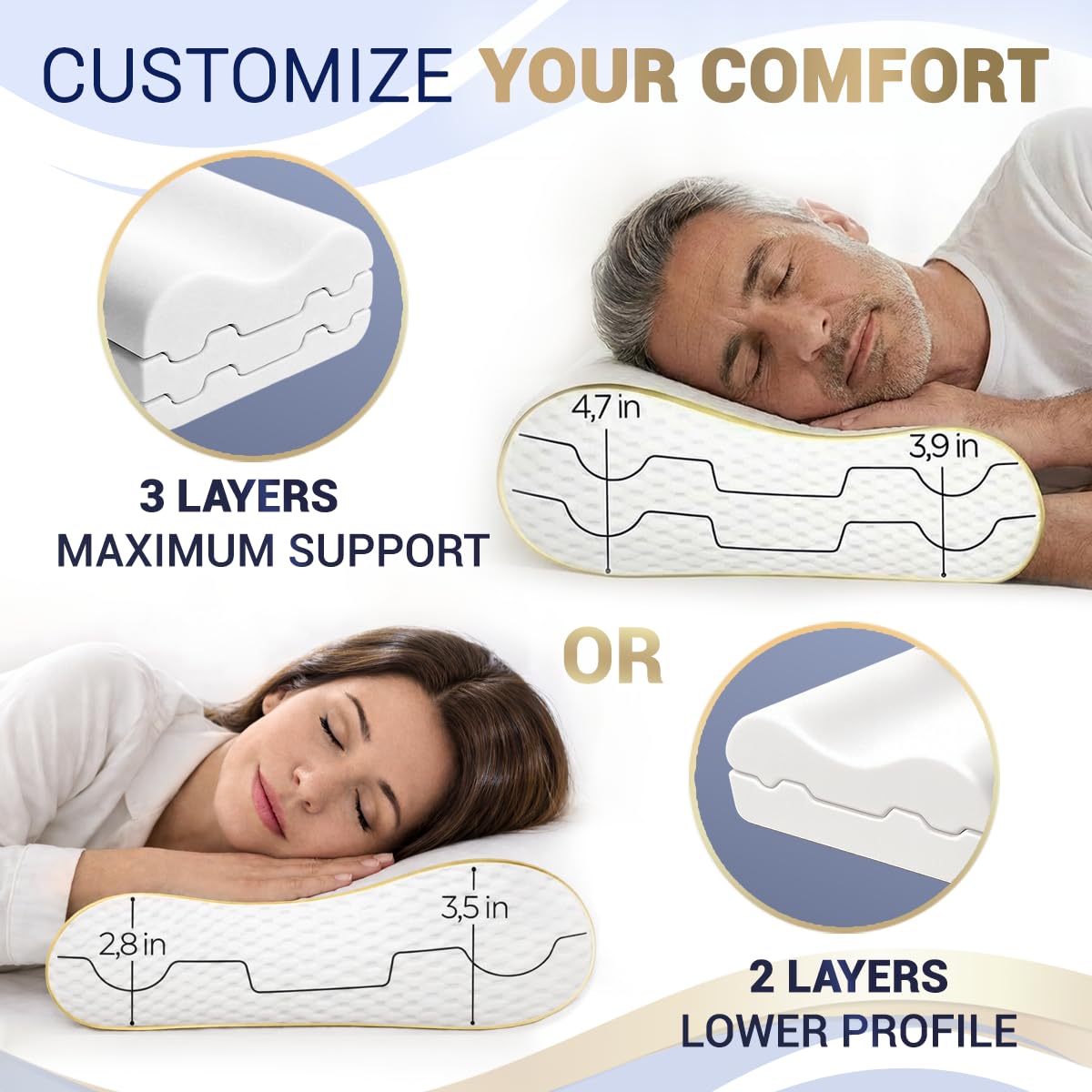 Royal Therapy neck-support pillow ideal for side sleepers seeking ergonomic alignment.