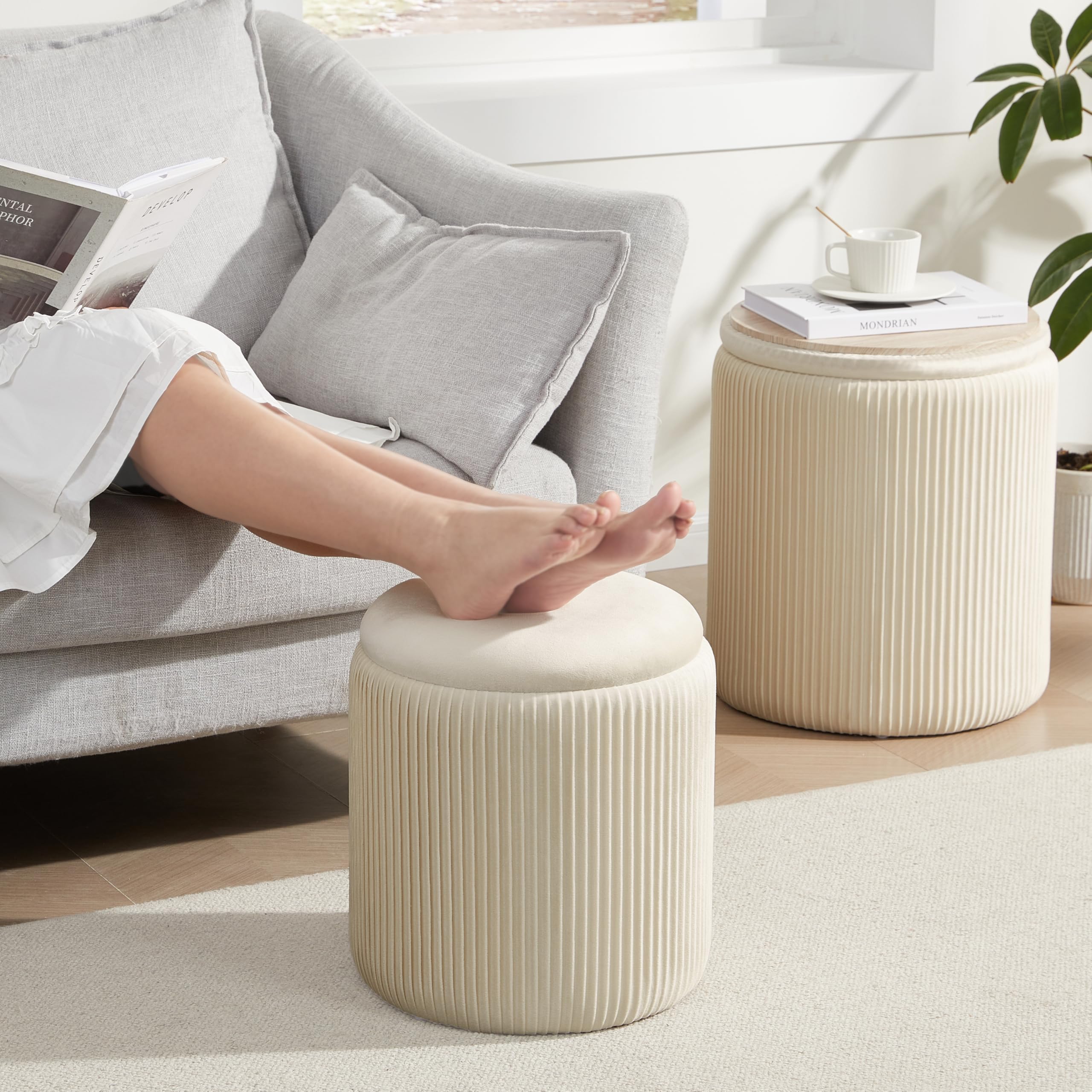 Thick foam padding on Royal Windsor ottomans offers comfortable seating.