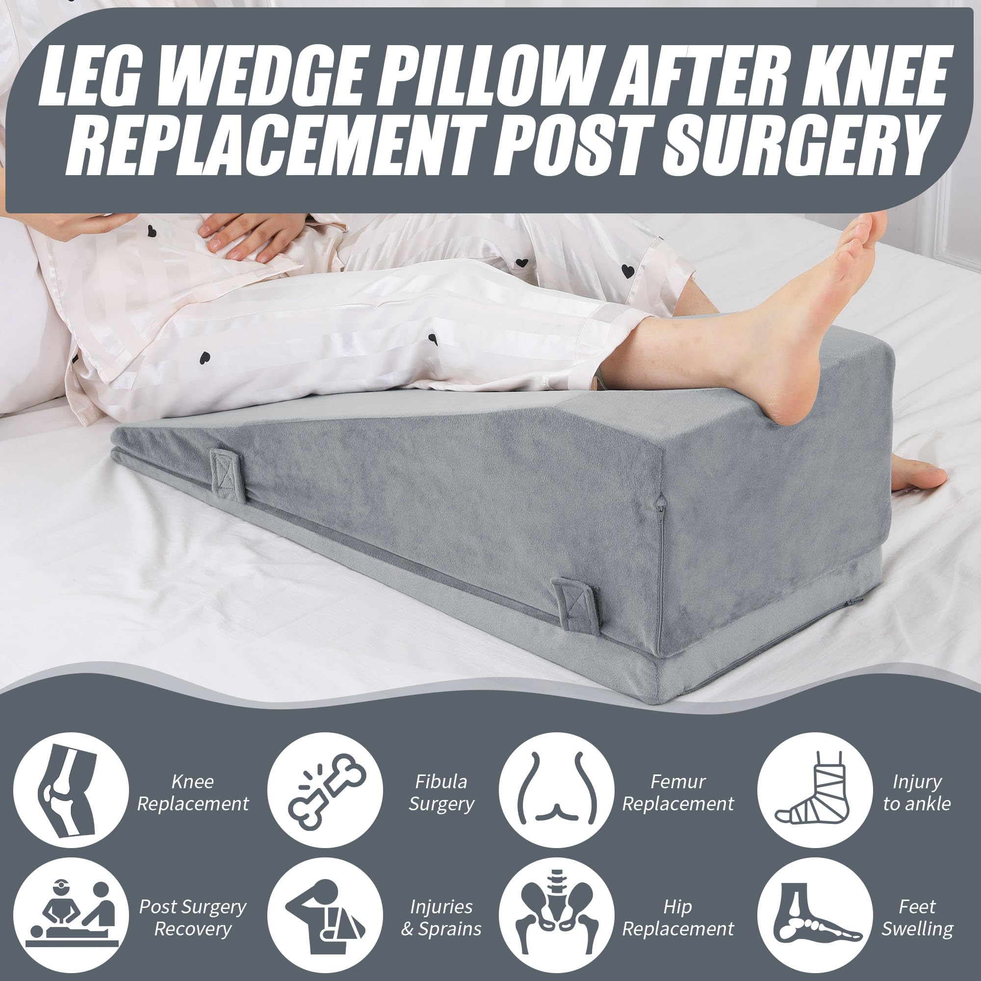 ROYALAY ergonomic post-operative wedge pillow features ergonomic design for leg alignment.