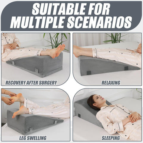 ROYALAY leg elevation pillow uses 25D high-density sponge for solid support.