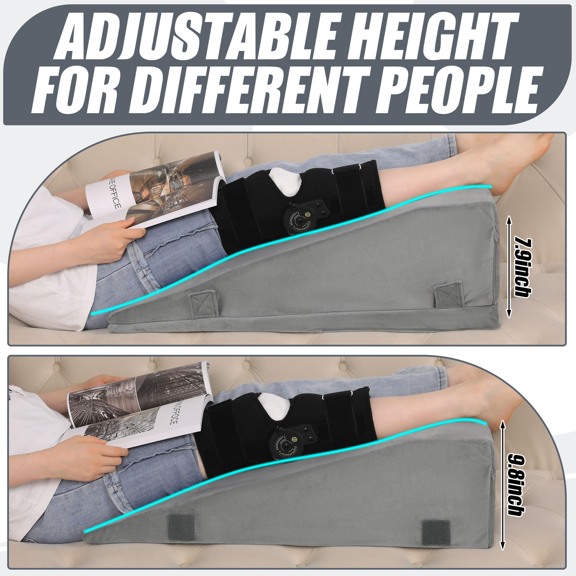 ROYALAY leg elevation pillow features removable cover for easy washing and maintenance.