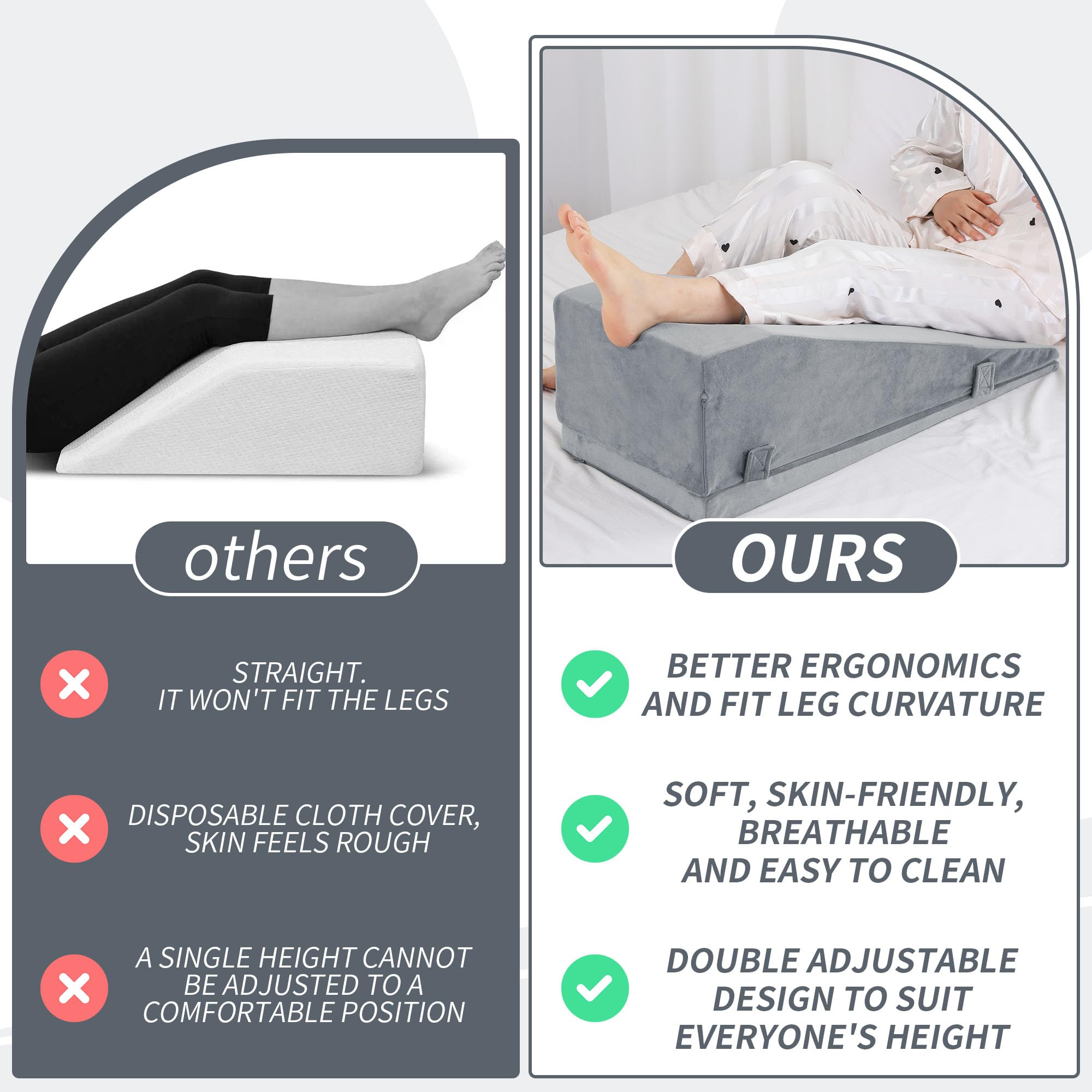 ROYALAY non-slip bottom keeps the pillow stable on bed or sofa.