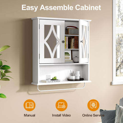 RoyalCraft wall cabinet above-toilet fit demonstrates space-saving efficiency.