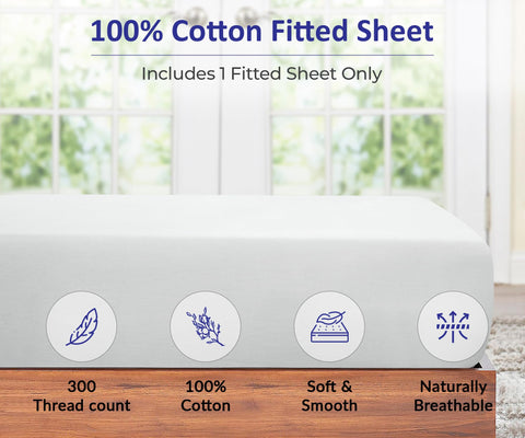 Royale Linens 300TC fitted sheet king white, deep-pocket focus for mattress up to 16 inches.