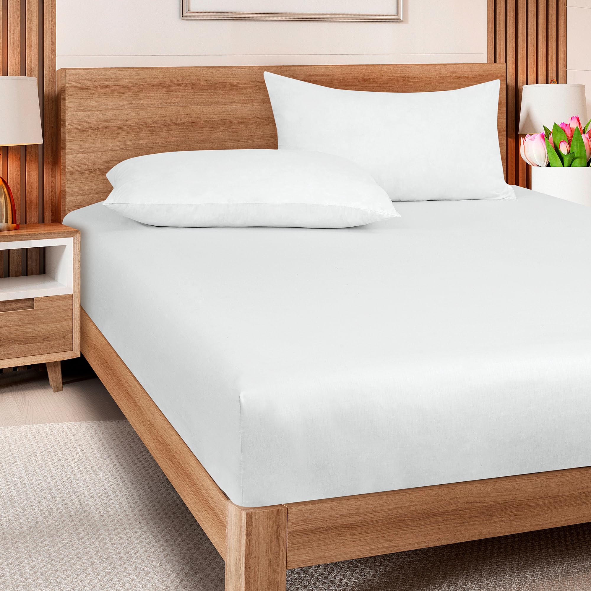 Royale Linens white sheet packaging illustrates quality and care.