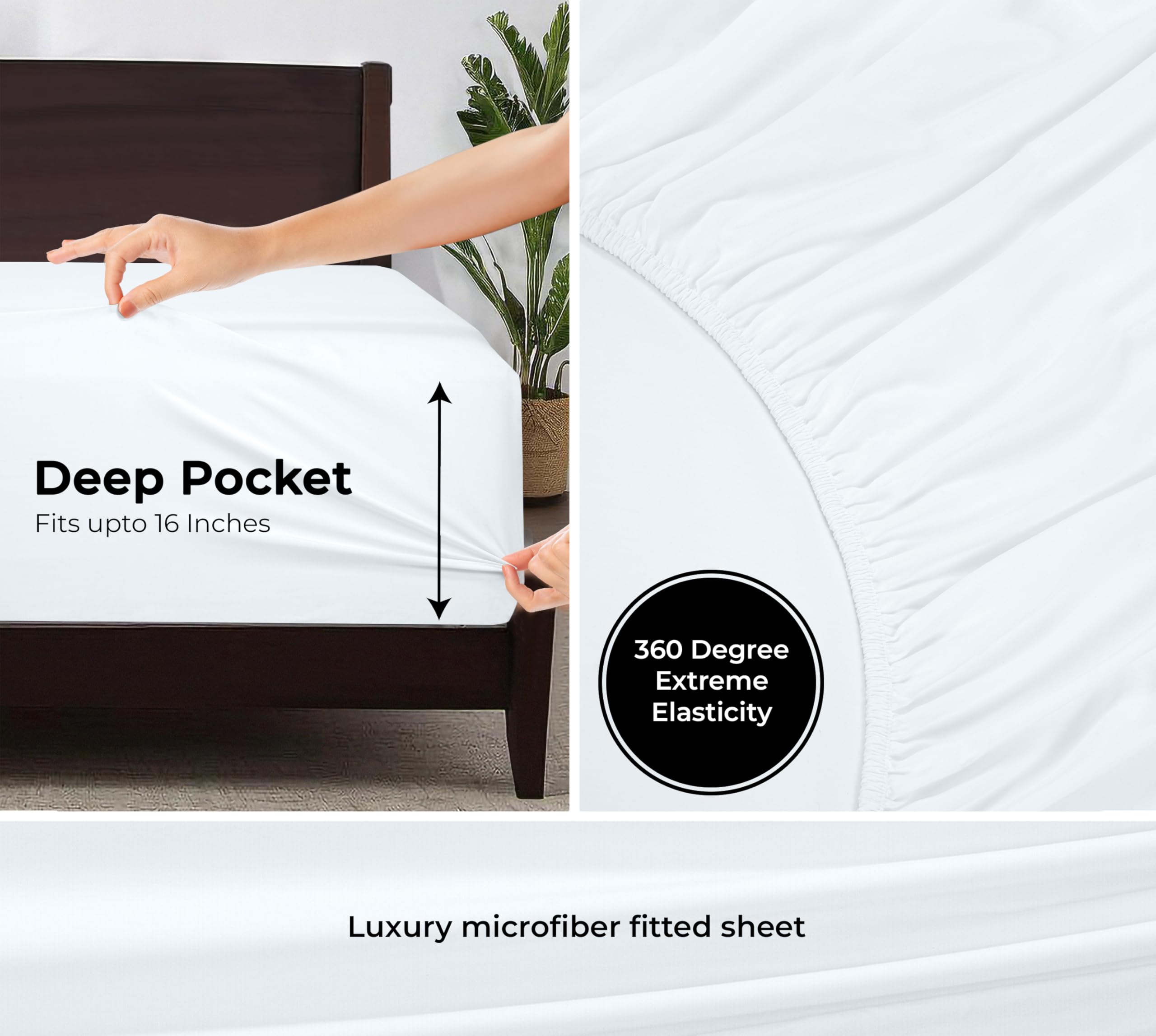 Royale Linens king fitted sheet deep pocket up to 16 inches fits mattress.