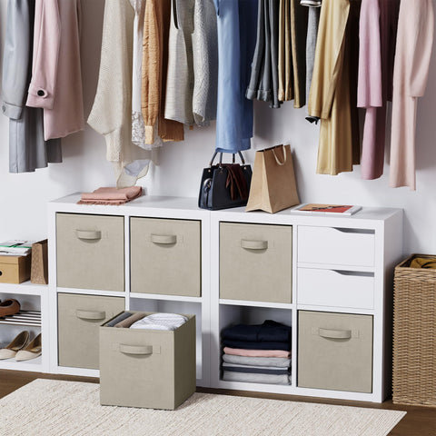 Royexe off white storage cubes, neutral tone for nursery or closet.
