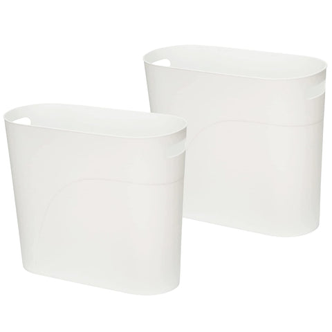 ROYFACC small trash can with oval design; fits tight spaces and looks tidy.