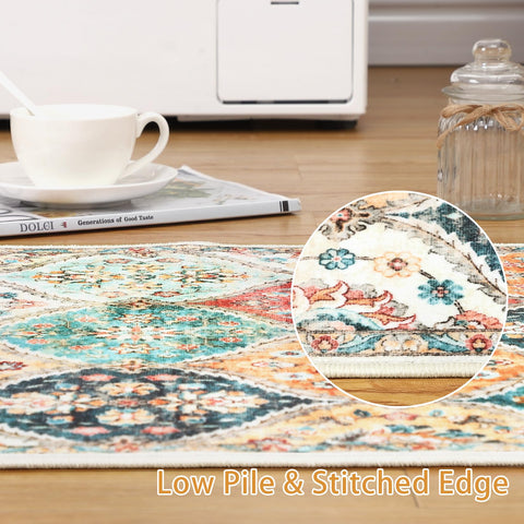 ROYHOME cream-toned rug in a stylish bedroom setup